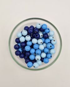 Holzperlen-Mix 10mm • 50 Stück 'Blau-Mix' 14 auf Lager