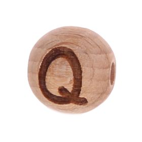 Letter beads 12mm with laser engraving - drilled horizontally 'Q' 170 in stock 