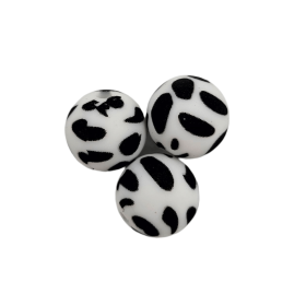 Silikonperle 12mm Muster 'dalmatiner' 192 auf Lager