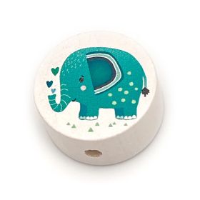 Elephant motif bead (white disk)  'mint' 32 in stock 