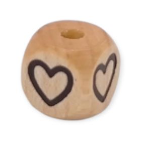 Vertikale Buchstabenwürfel Holz geprägt 10mm Buchstabenperlen '♡' 243 auf Lager