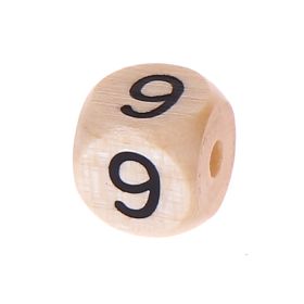 Zahlenperlen Zahlenwürfel Holz 10 mm geprägt  '9' 450 auf Lager