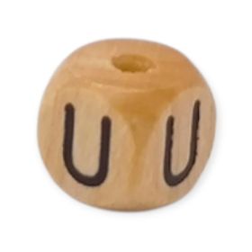 Vertikale Buchstabenwürfel Holz geprägt 10mm Buchstabenperlen 'U' 243 auf Lager