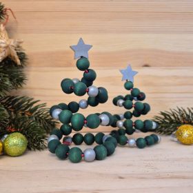 Holzperlen Weihnachtsbäume Twist • Bastelset 'silber' 11 auf Lager