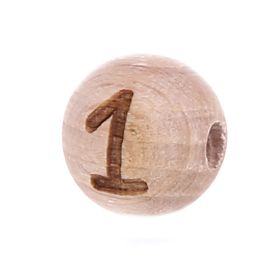 Letter beads 12mm with laser engraving - drilled horizontally '1' 165 in stock 
