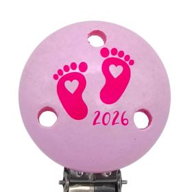 Schnullerclip Babyfüße 2026 'rosa' 4 auf Lager