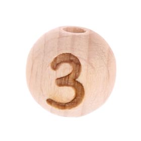 Buchstabenperlen 12mm mit Lasergravur - vertikal gebohrt '3' 73 auf Lager