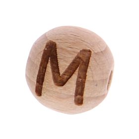 Letter beads 12mm with laser engraving - drilled horizontally 'M' 478 in stock 