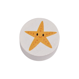 Holzperle "Seestern" Scheibe    'weiß' 21 auf Lager