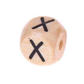 Letter beads letter cube wood embossed 10mm 'X' 119 in stock 