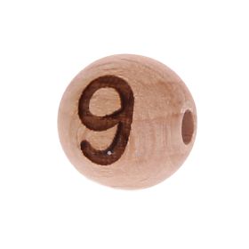 Letter beads 12mm with laser engraving - drilled horizontally '9' 202 in stock 