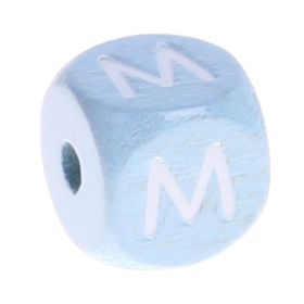 Letter beads baby blue 10x10mm 'M' 671 in stock 