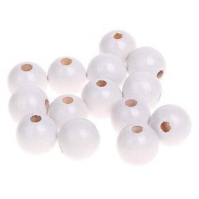 Holzperlen 12mm • 25 Stück 'weiß' 239 auf Lager
