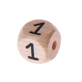 Zahlenperlen Zahlenwürfel Holz 10 mm geprägt  '1' 205 auf Lager