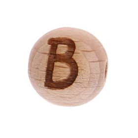 Letter beads 12mm with laser engraving - drilled horizontally 'B' 39 in stock 