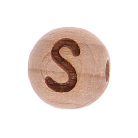 Letter beads 12mm with laser engraving - drilled horizontally 'S' 32 in stock 