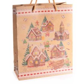 Geschenktüte Weihnachten (mittelgroß) 'Weihnachtsdorf' 14 auf Lager