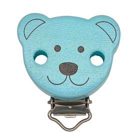 Teddy Schnullerclip Holzclip 'hellblau' 19 auf Lager