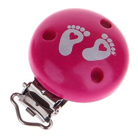Pacifier clip baby feet 'dark pink' 11 in stock 