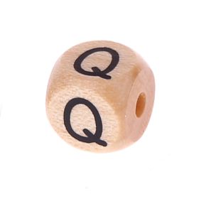 Letter beads letter cube wood embossed 10mm 'Q' 221 in stock 