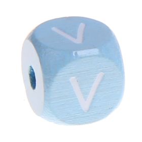 Letter beads baby blue 10x10mm 'V' 564 in stock 