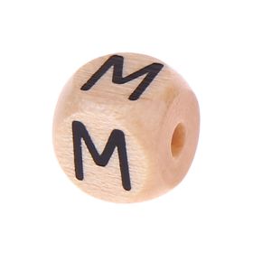 Letter beads letter cube wood embossed 10mm 'M' 336 in stock 