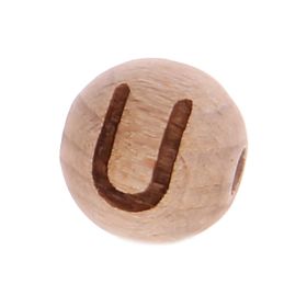 Letter beads 12mm with laser engraving - drilled horizontally 'U' 48 in stock 