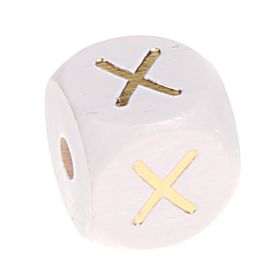 Buchstabenperlen weiss-gold 10mm x 10mm 'X' 34 auf Lager
