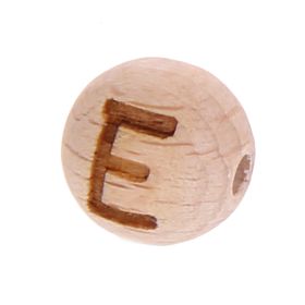 Letter beads 12mm with laser engraving - drilled horizontally 'E' 229 in stock 