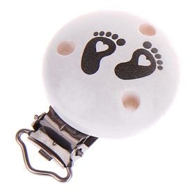 Pacifier clip baby feet 'white-grey' 11 in stock 