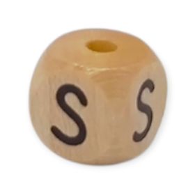 Vertikale Buchstabenwürfel Holz geprägt 10mm Buchstabenperlen 'S' 240 auf Lager