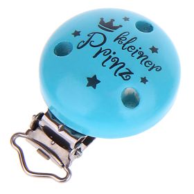 Schnullerclip "Kleiner Prinz" 'helltürkis-grau' 10 auf Lager