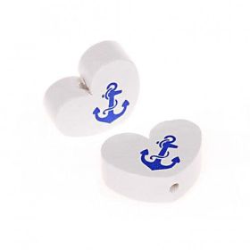 Heart motif bead with anchor 'white' 174 in stock 