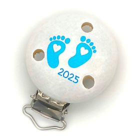 Schnullerclip Babyfüße 2025 'weiß-babyblau' 5 auf Lager