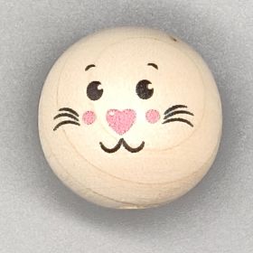 Holzperle mit Gesicht "Hase" 'natur' 927 auf Lager
