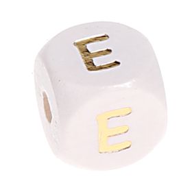 Buchstabenperlen weiss-gold 10mm x 10mm 'E' 1222 auf Lager