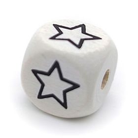 Buchstabenperlen weiß 10x10mm geprägt '☆' 478 auf Lager