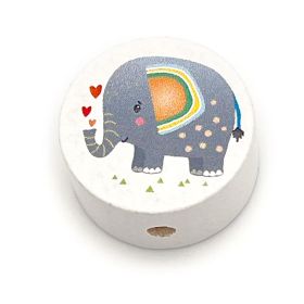 Elephant motif bead (white disk)  'gray' 127 in stock 