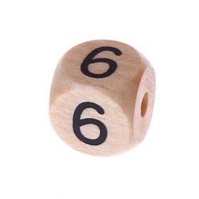 Zahlenperlen Zahlenwürfel Holz 10 mm geprägt  '6' 216 auf Lager