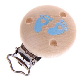 Pacifier clip baby feet 'natural baby blue' 11 in stock 