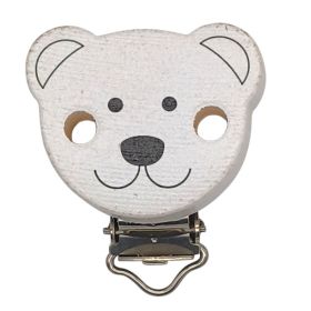 Teddy Schnullerclip Holzclip 'weiß' 5 auf Lager