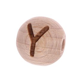 Letter beads 12mm with laser engraving - drilled horizontally 'Y' 55 in stock 