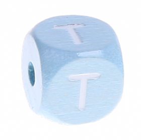 Letter beads baby blue 10x10mm 'T' 120 in stock 