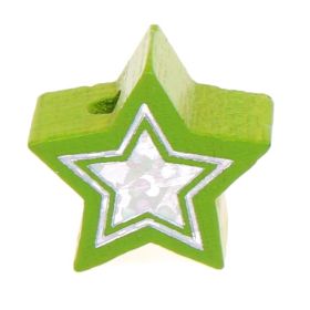 Glitter star motif bead 'yellow-green' 614 in stock 