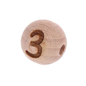 Letter beads 12mm with laser engraving - drilled horizontally '3' 199 in stock 