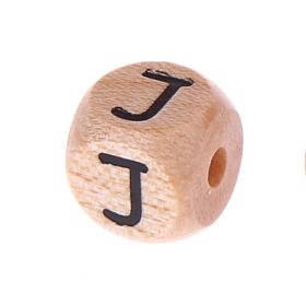 Letter beads letter cube wood embossed 10mm 'J' 349 in stock 