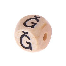 Letter beads letter cube wood embossed 10mm 'Ğ' 65 in stock 
