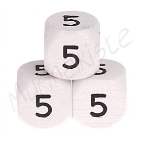 Buchstabenperlen weiß 10x10mm geprägt '5' 295 auf Lager