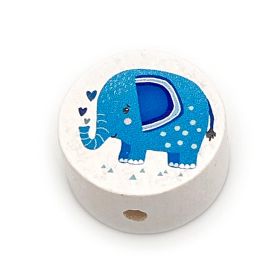 Elephant motif bead (white disk)  'blue' 60 in stock 