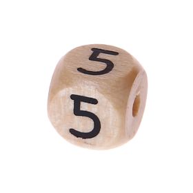 Zahlenperlen Zahlenwürfel Holz 10 mm geprägt  '5' 413 auf Lager